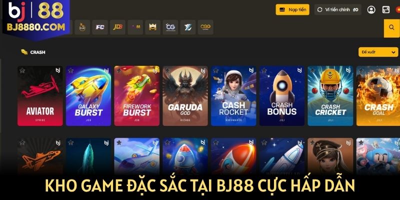 Kho game đặc sắc tại BJ88 với hàng trăm tựa game hấp dẫn